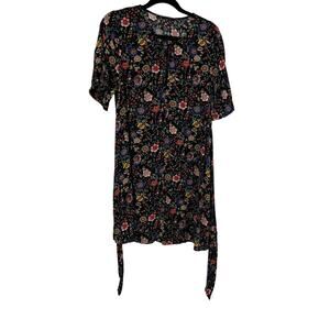Stradivarius All Over Floral‎ Short Sleeve Midi Dress Tie Back Women's Large